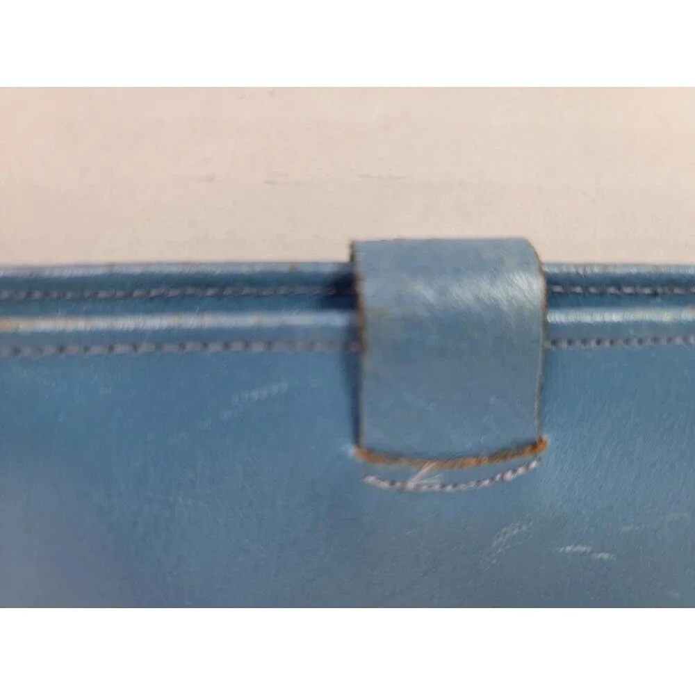 Prince Gardner Vintage Blue Leather Checkbook Wallet Passport Holder Cowhide